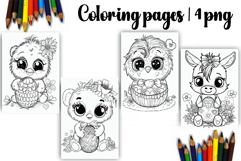 Cute animals Design |Easter Coloring pages Product Image 1