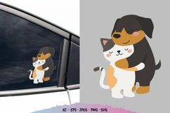 Cute Cat and Dog Embrace for Sticker Product Image 1