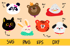 Cute Animals Face Illustration bundles | 7 Animal Faces Product Image 1