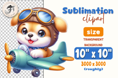 Cute watercolor animals flying in airplanes – sublimation clipart bundle with puppy, panda, bunny, giraffe, fox, tiger, turtle, zebra, cow, leopard, and unicorn. Perfect for kids, stickers, t-shirts, and nursery decor.