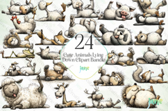 Cute Animals Lying Down Clipart Bundle Product Image 1