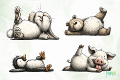 Cute Animals Lying Down Clipart Product Image 1