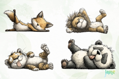 Cute Animals Lying Down Clipart Product Image 1