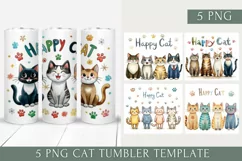 Cat Tumbler Wrap Sublimation Designs, Animal Tumbler Wrap Product Image 1
