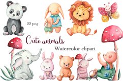 Cute animals watercolor clipart Product Image 1