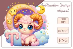 Friendly and cute 3D cartoon Aries - perfect clipart for your projects. Suitable for astrology, greeting cards, t-shirts, and more!