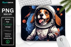 Cute Astronaunt Beagle Dog Mouse Pad Product Image 1