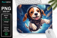 Cute Astronaunt Beagle Dog Mouse Pad Product Image 1