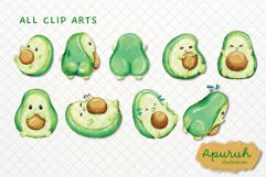 Cute Avocado Watercolor Clipart 02