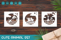 Cute Baby Animals Playing in Round for Papercut Product Image 1