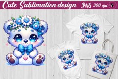 bear Cub with Letter Sublimation | Baby animal clipart Product Image 1