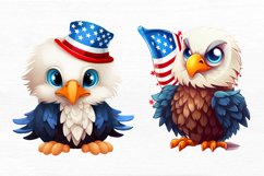 Cute Baby Bald Eagle 4th of July Watercolor Clipart Product Image 4