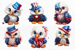 Cute Baby Bald Eagle 4th of July Watercolor Clipart Product Image 6
