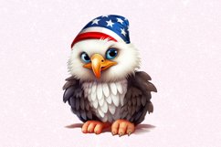 Cute Baby Bald Eagle 4th of July Watercolor Clipart Product Image 5
