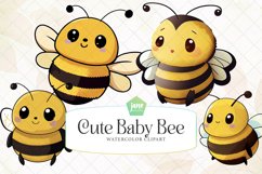 Cute Baby Bee Watercolor Sublimation Product Image 1
