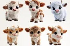 Cute Baby Calf 28 PNG Cartoon Cow Clipart Transparent BG Product Image 3