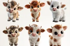 Cute Baby Calf 28 PNG Cartoon Cow Clipart Transparent BG Product Image 4