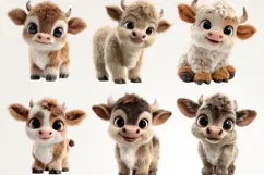 Cute Baby Calf 28 PNG Cartoon Cow Clipart Transparent BG Product Image 5