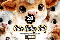 Cute Baby Calf 28 PNG Cartoon Cow Clipart Transparent BG Product Image 1