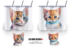 Cute Baby Cat Watercolor | Tumbler Sublimation Wrap Product Image 2