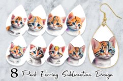 Cute Baby Cat Watercolor Earring teardrop sublimation design Product Image 1