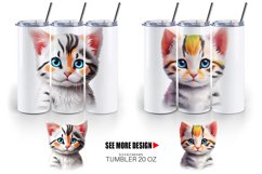 Cute Baby Cat Watercolor | Tumbler Sublimation Wrap Product Image 3
