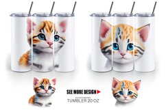 Cute Baby Cat Watercolor | Tumbler Sublimation Wrap Product Image 5