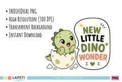 Set of four cute baby dinosaur PNG designs for baby shower projects