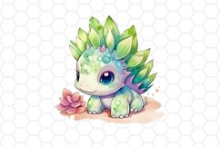 Cute Baby Dinosaur Watercolor Cliparts