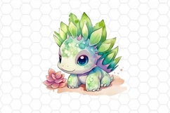 Cute Baby Dinosaur Watercolor Cliparts
