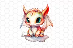 Cute Baby Dragon Watercolor Cliparts