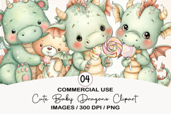 Cute Baby Dragons Clipart Product Image 1