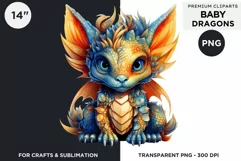 Cute baby Dragons Clipart PNG for crafts and sublimation Product Image 1