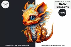 Cute baby Dragons Clipart PNG for crafts and sublimation Product Image 1