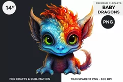Cute baby Dragons Clipart PNG for crafts and sublimation Product Image 2
