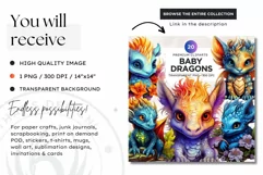 Cute baby Dragons Clipart PNG for crafts and sublimation Product Image 3