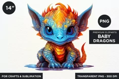 Cute baby Dragons Clipart PNG for crafts and sublimation Product Image 1