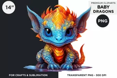 Cute baby Dragons Clipart PNG for crafts and sublimation Product Image 2