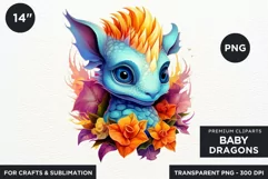 Cute baby Dragons Clipart PNG for crafts and sublimation Product Image 2