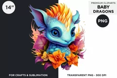 Cute baby Dragons Clipart PNG for crafts and sublimation Product Image 1