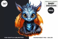Cute baby Dragons Clipart PNG for crafts and sublimation Product Image 1