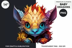 Cute baby Dragons Clipart PNG for crafts and sublimation Product Image 1