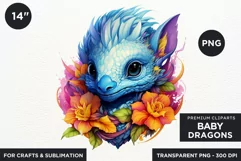 Cute baby Dragons Clipart PNG for crafts and sublimation Product Image 1