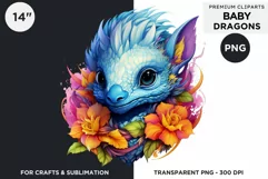 Cute baby Dragons Clipart PNG for crafts and sublimation Product Image 2