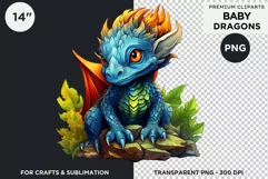 Cute baby Dragons Clipart PNG for crafts and sublimation Product Image 1