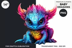 Cute baby Dragons Clipart PNG for crafts and sublimation Product Image 1