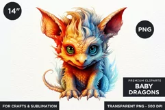 Cute baby Dragons Clipart PNG for crafts and sublimation Product Image 2