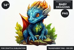 Cute baby Dragons Clipart PNG for crafts and sublimation Product Image 2