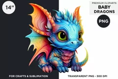 Cute baby Dragons Clipart PNG for crafts and sublimation Product Image 1