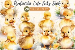 Cute Baby Duck Watercolor Sublimation Clipart Product Image 1